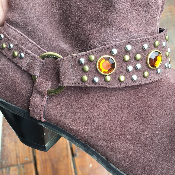 Brown suede Cowboy boots harness - Picture 8 of 12